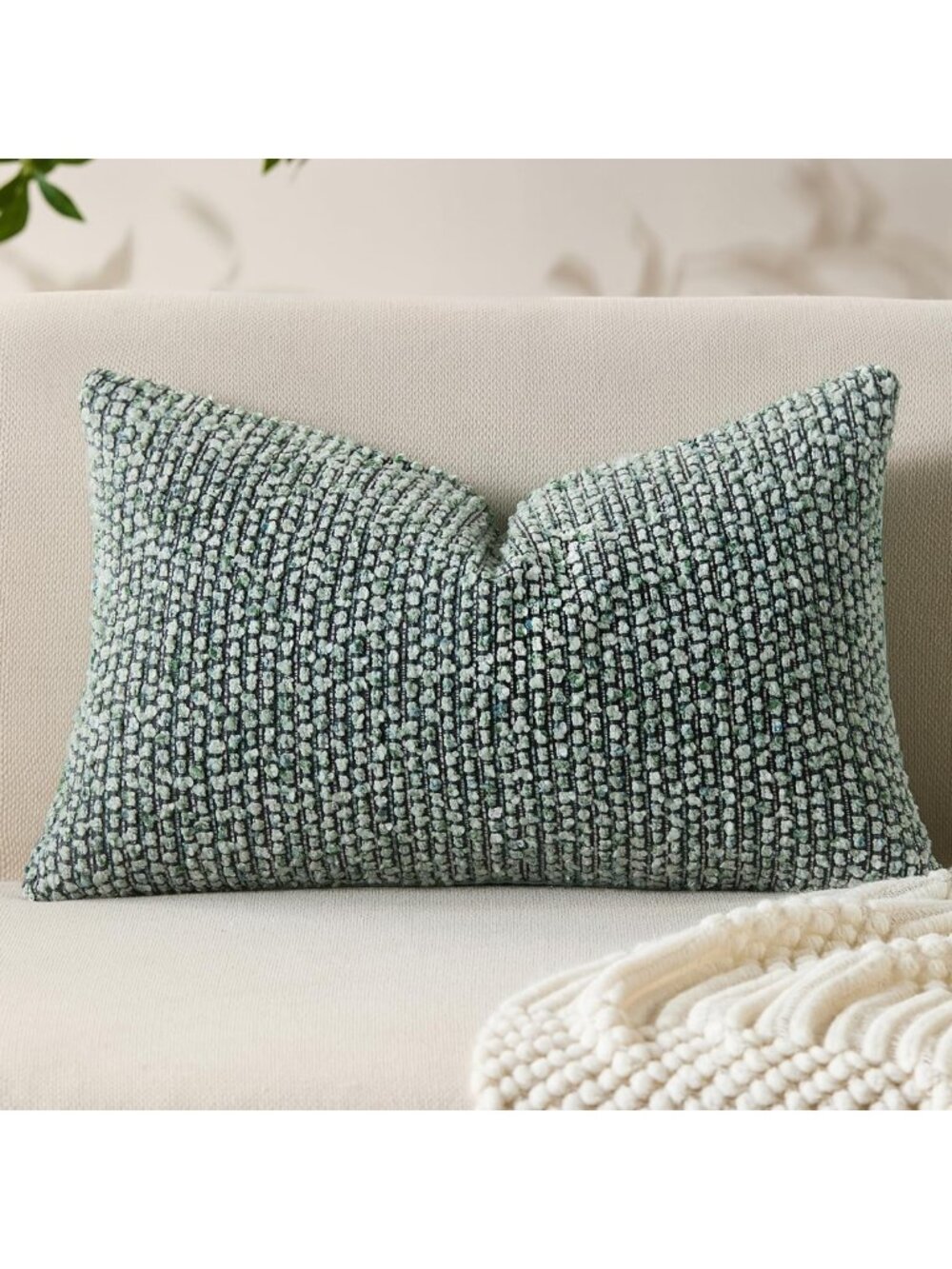 Cozy Green Soft Wool Decorative Throw Pillow Covers 12x20 | Home Accent Decor